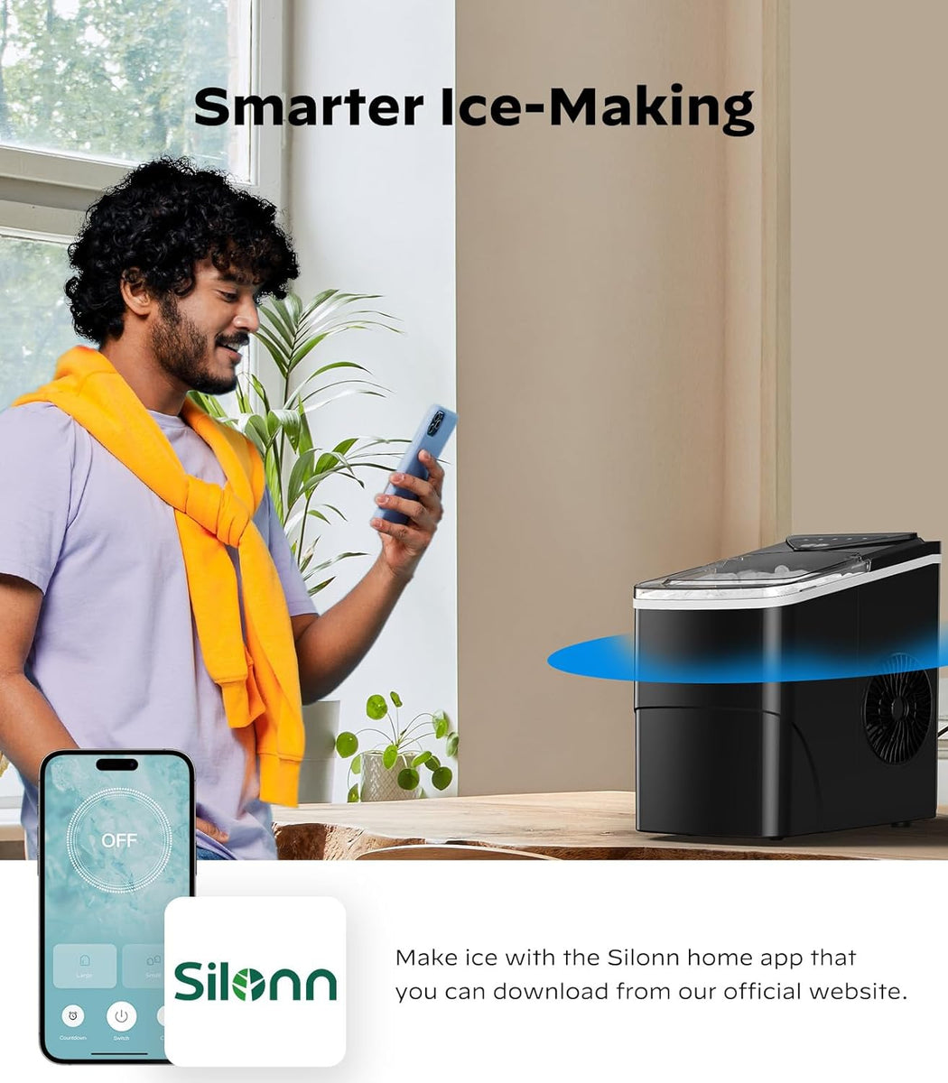 Ice Makers Countertop - Silonn Portable Ice Maker Machine for Countertop,  Make 26 lbs Ice in 24 hrs, 2 Sizes of Bullet-Shaped Ice with Ice Scoop and  Basket, Red - Yahoo Shopping