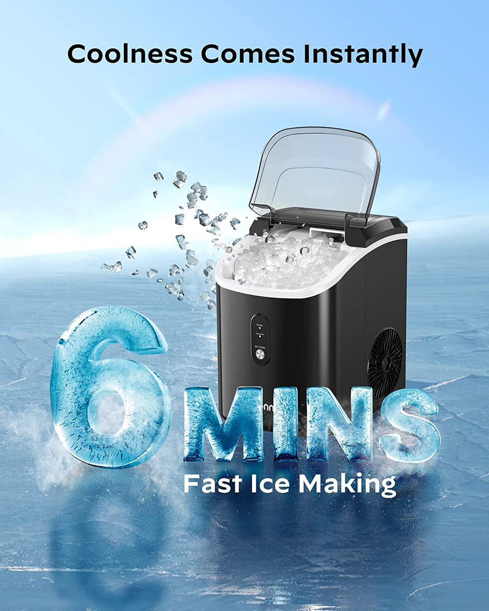 Countertop Nugget Ice Maker, 33lbs/24H, Chewable Pebble Ice, Auto