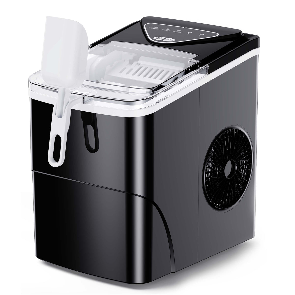 11.6 in. 26lb. Electric Portable Ice Maker with Handle, Hand Scoop and 10  Ice Bags in White