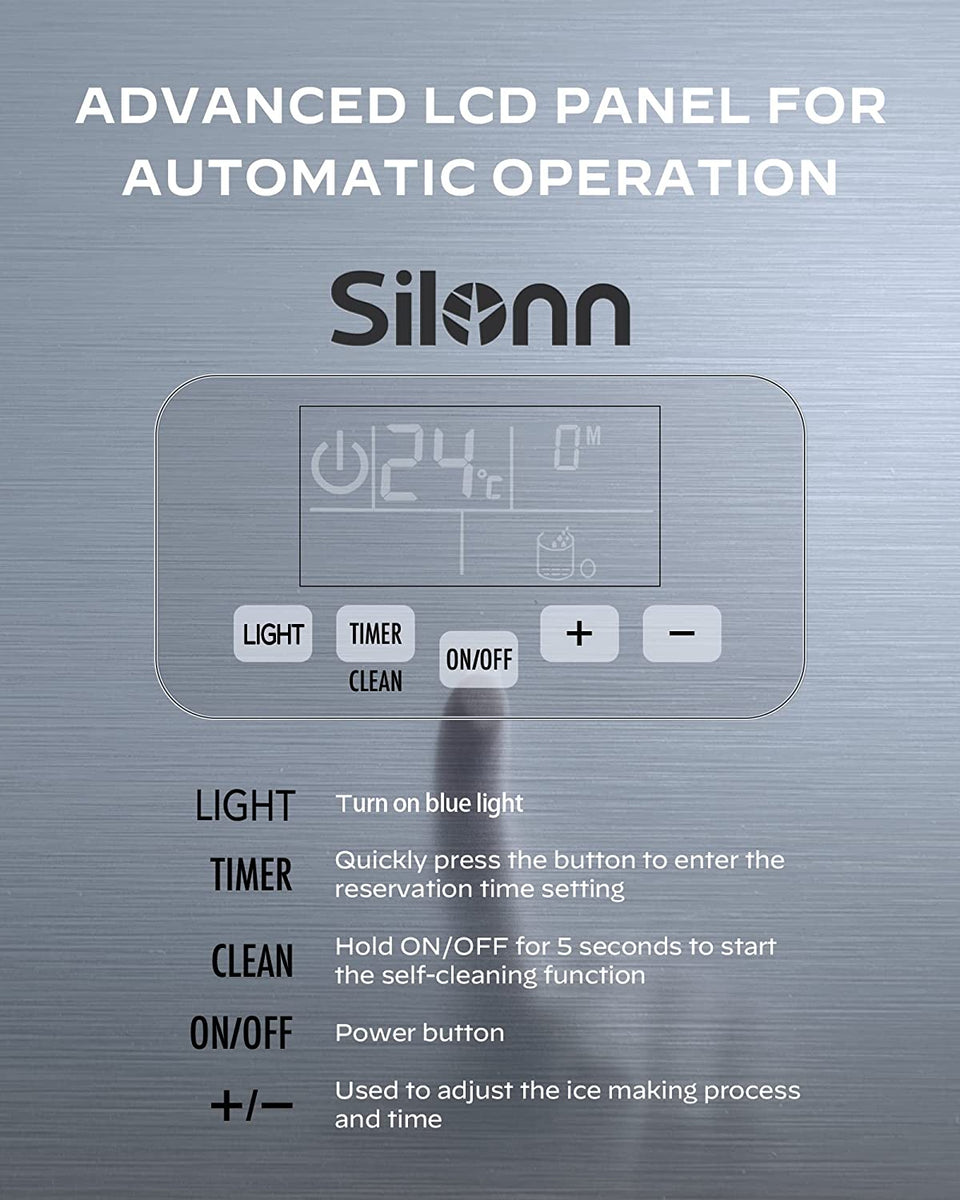 Commercial Cube Ice Maker with LCD Screen (150 Lbs) – Silonn