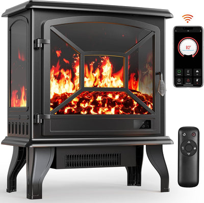 Silonn 24-Inch Electric Fireplace Heater with App & Remote Control