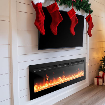 50-Inch Electric Fireplace Heater with App & Remote Control