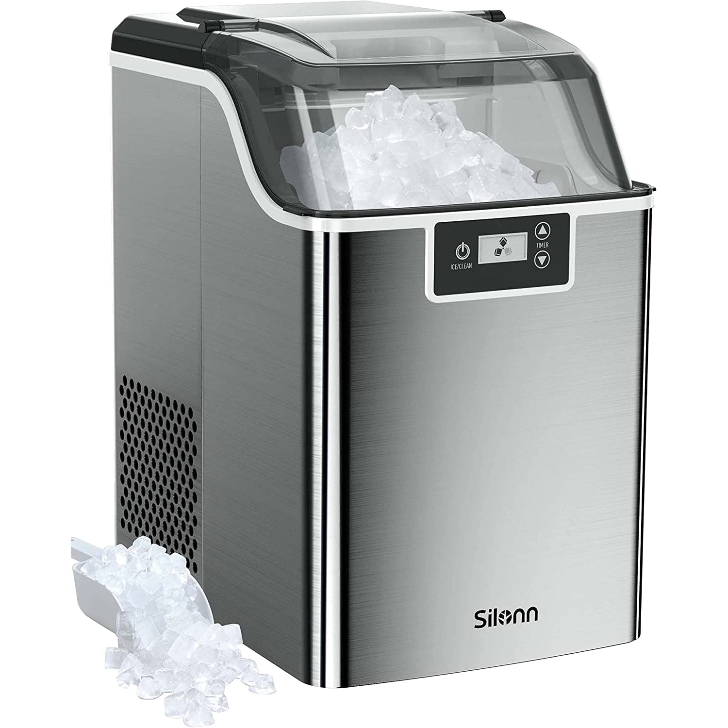 Nugget Ice Maker Countertop, Pebble Ice Maker with Ice Basket Auto-Cleaning
